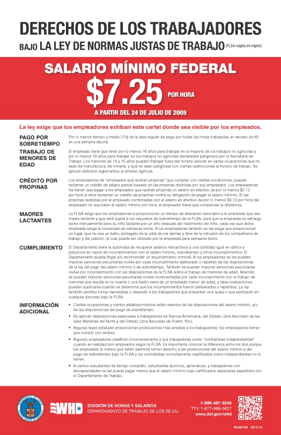 Fair Labor Standards Act poster (Spanish)