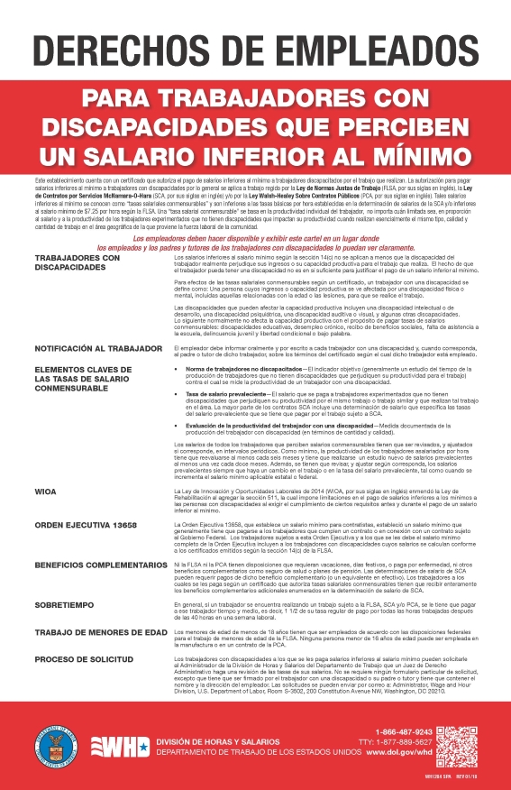 Employee Rights for People with Disabilities poster (Spanish)