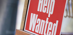 Help Wanted sign.