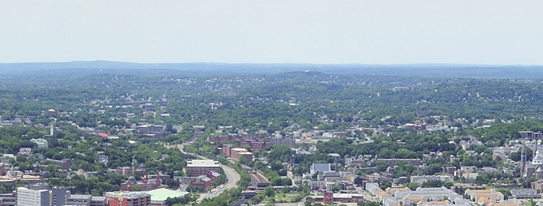 Arial view of the Brockton skyline.